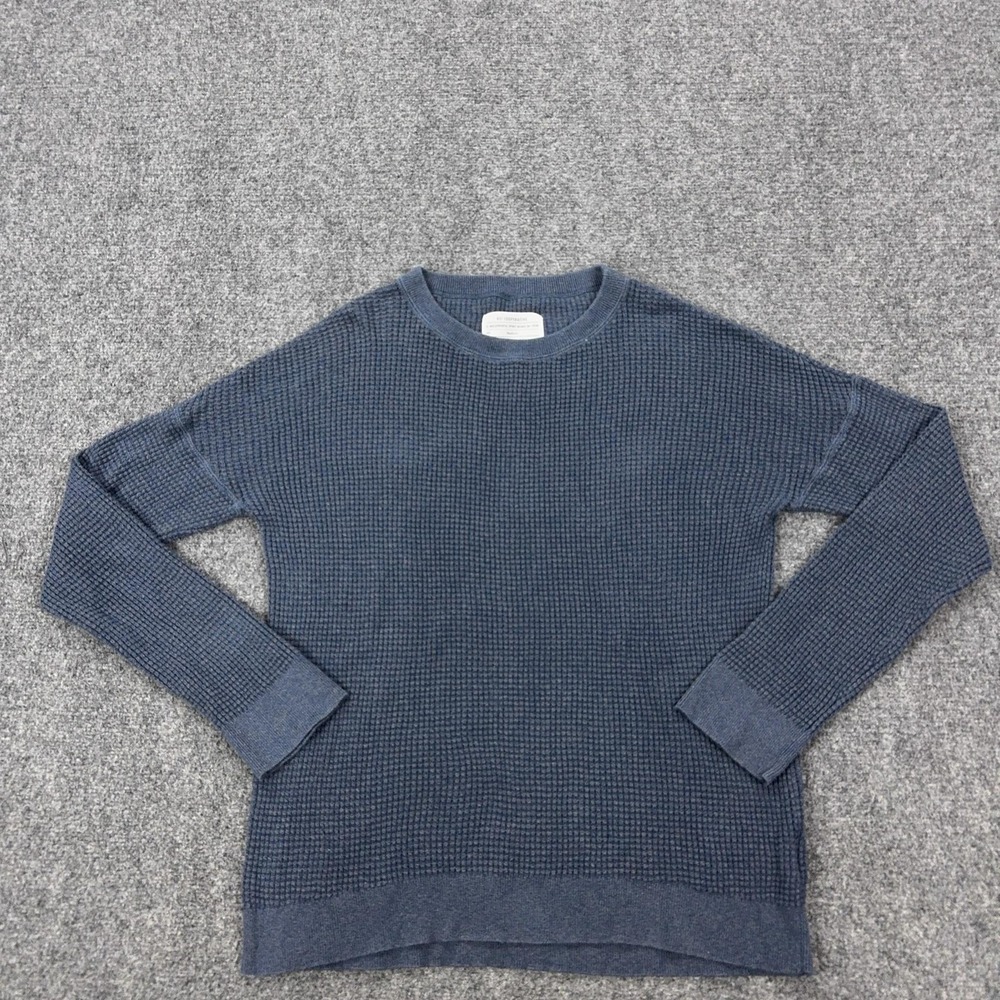 REI Cooperative Sweater Mens Medium Blue Crewneck Waffle Knit Thermal Pullover